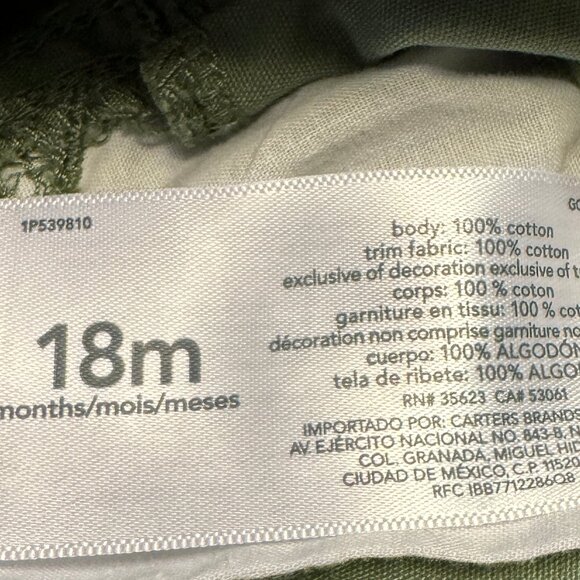 OSHKOSH B’gosh Baby overalls with floral lining & matching shirt - 18 mo - Green - Picture 10 of 12